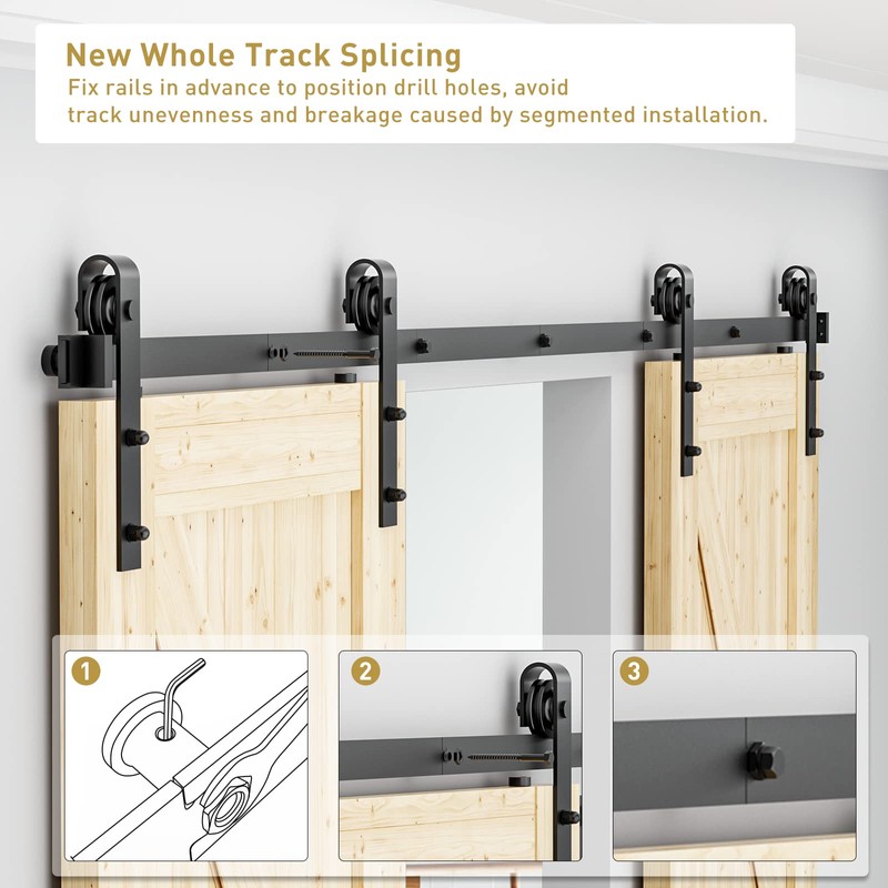 Signstek 12 FT Double Sliding Barn Door Hardware Track Kit,