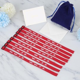 Meajjew 8PCS WWJD Bracelet Pack for Women Men, Christian Gifts Adjustable Wristbands, WWJD Jesus Bracelets Bulk - What Would Jesus Do Bracelet, 8 Red