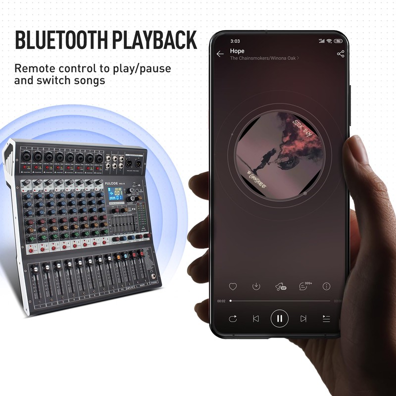 FULODE 8-Channel Professional Audio Mixer Sound Board Console 99 Bit