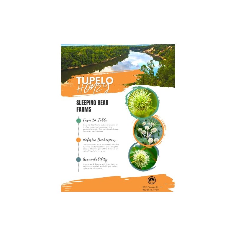 Tupelo Honey 16oz. Bottle- Premium from Sleeping Bear Farms Beekeepers