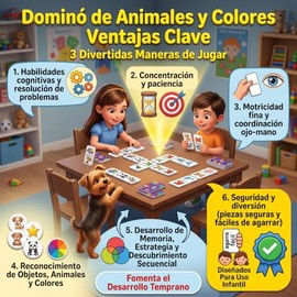 Totte Dominó Infantil para Niños 3+ Años | Juego de Mesa Educativo de Animales y Colores | 3 Formas de Jugar | 28 Fichas Grandes y Resistentes