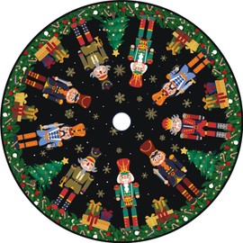 Festive Nutcracker Tree Skirt, Holiday Soldier Cover, Winter Celebration Xmas Ornaments, for Church Celebrations, Residence Parties, Seasonal Atmosphere, Merrymaking Events