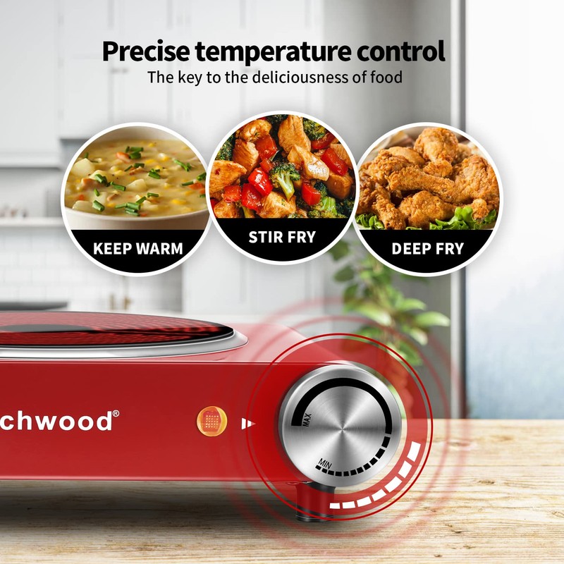 Hot Plate, Techwood Single Burner for Cooking, 1200W Portable Infrared