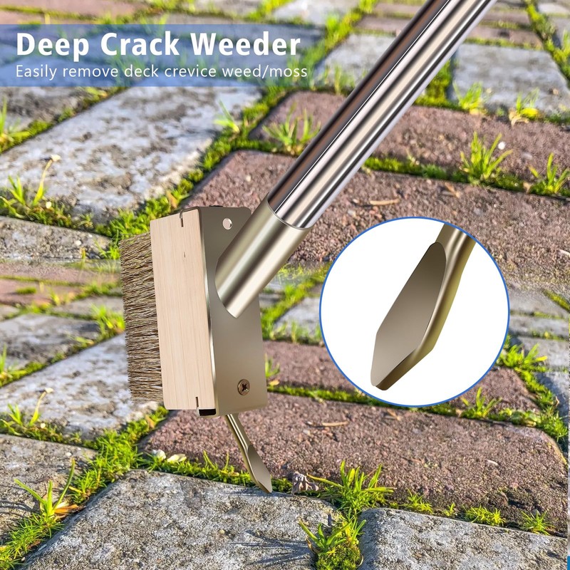 GHWMYD Moss Grout Remover Brush Tool with Detachable 64.9Inch Handle