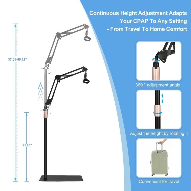 NIdreamCE C/APAP Hose Holder Hanger for Bed with Adjustable Height