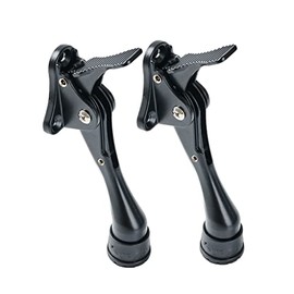HOME&I One Touch Easy - Tope de puerta con pedal fácil de usar en altura ajustable con punta de goma tipo tornillo de palanca de resorte (negro, 10.16 cm x 2 unidades)