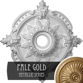 Ekena Millwork CM28BEPAS Benson Classic Ceiling Medallion, 28 3/8"OD x 3 3/4"ID x 1 5/8"P (Fits Canopies up to 6 1/2"), Hand-Painted Pale Gold
