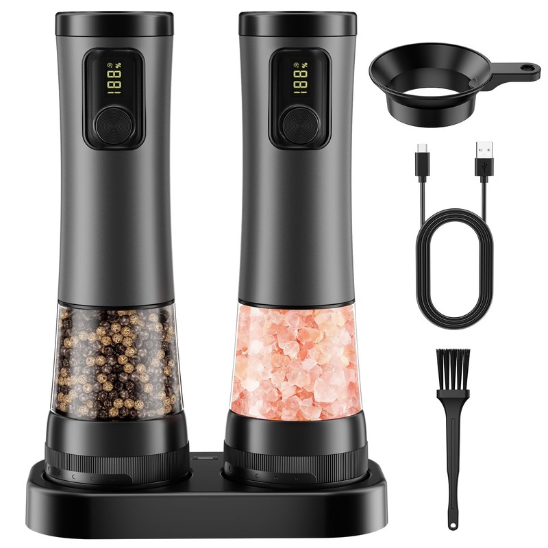 Electric Salt and Pepper Grinder Set - Rechargeable Salt Grinder