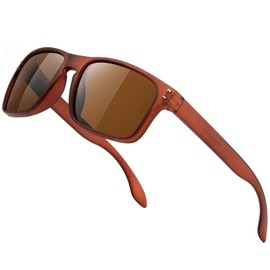Polarized Sunglasses Men Womens - Retro Square Sun Glasses for Fishing Driving UV Protection (Brown)