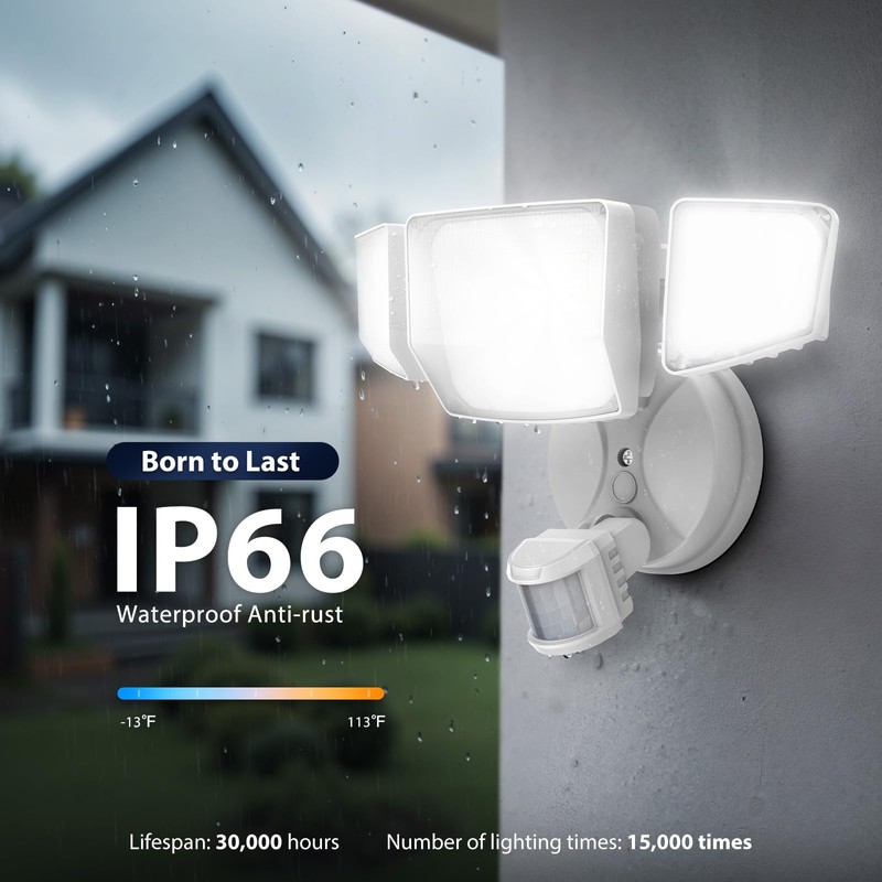 Onforu 90W 10000LM LED Motion Sensor Outdoor Lights, 4-Head Dusk