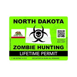 fagraphix Zombie North Dakota State Hunting Permit Sticker Self Adhesive Vinyl Decal ND