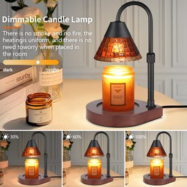 Candle Warmer Lamp with Timer Dimmable Electric Candle Warmer Candle Melter for Scented Candles Top-Down Candle Melting Scented Candle Burners Birthday Gifts for Mom and Women Girl (Brown Glass)