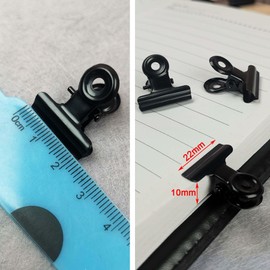 FZGUSYAF 22mm Bulldog Clips Black Round Paper Binder Metal File Clamps Home Office Supplies - 30 Pack