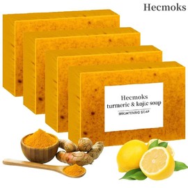 Hecmoks Turmeric&Kojic Acid Brightening Soap, Dark Spot Remover,Soap Body Care Body Wash Lemon Flawless Organic Cleansing Moisturizing Daily Cleanser - Specification: 4PCS