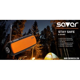 Emsonic Saver Portable Bluetooth Speaker, Waterproof Wireless Speaker with Bluetooth, FM Radio & Carbon Monoxide Detector, 24-Hr Playtime