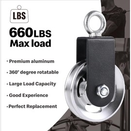 Gueiddi Aluminum GYM Pulley Wheel, Universal Aluminum Alloy Bearing Pulley Wheel with Pulley Wheel Accessories for Cable Machine Gym Equipment Part Garage Door (Silver 88-90mm)