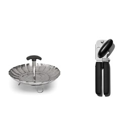 OXO Good Grips Stainless Steel Steamer With Extendable Handle & Good Grips Soft-Handled Manual Can Opener