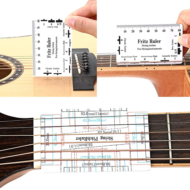 Alnicov Guitar String Action Gauge Ruler String Pitch Ruler Card