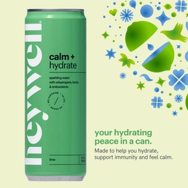 Heywell Sparkling Adaptogenic Water Calm and Restore, Lime Flavor 12 Fluid Ounce (Pack of 12) - Non Caffeinated, Organic, Non GMO, Vegan, Gluten Free, Dairy Free