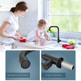 Aolemi Black Cold Only Water Kitchen Faucet Commercial Bar Tap Single Lever Handle 304 Stainless Steel Decked Mounted Single Hole Modern