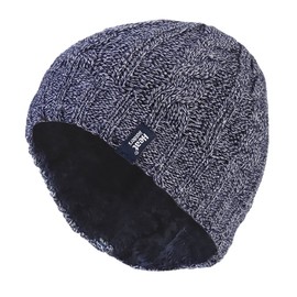 HEAT HOLDERS - Women's Hat with Fleece Lining for Winter and Autumn | Knitted Beanie with Warm Fleece, blue