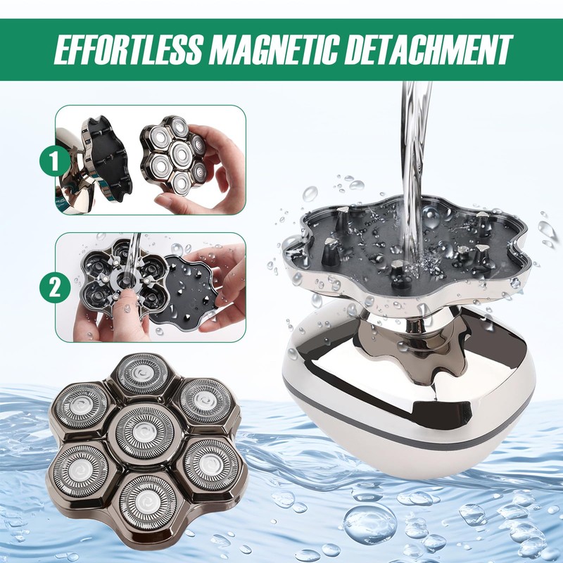 7D Shaver Heads Replacement 7 Blades Bald Head Shaver Replacement