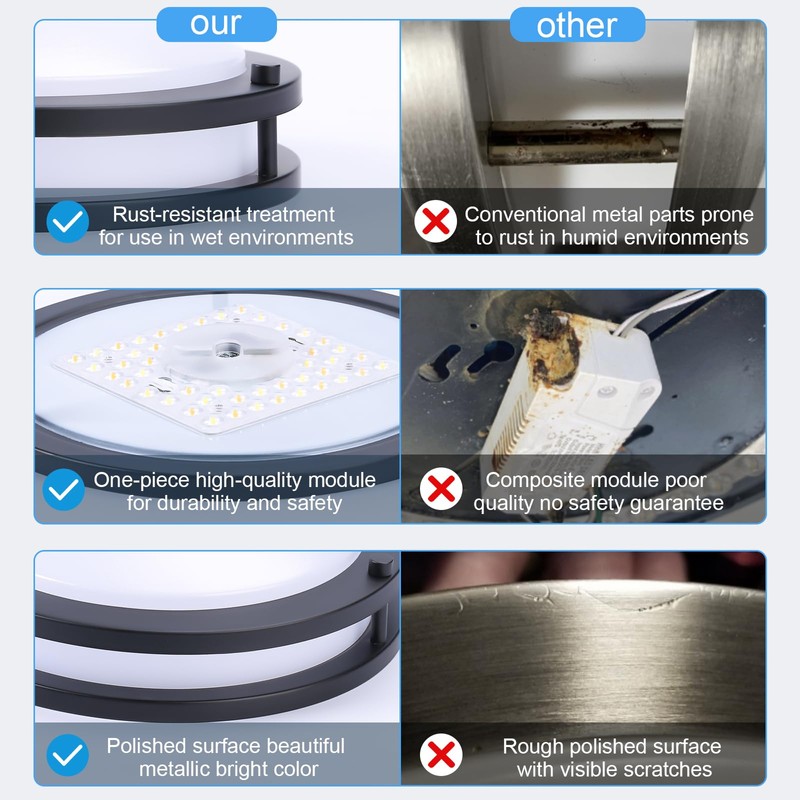 LED Ceiling Light Fixture with Remote 2 Pack 14 Inch