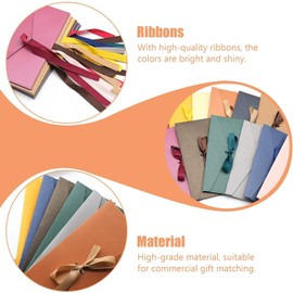 Pack of 24 Envelopes, Kraft Paper, Colourful, 22 x 10.8 cm, Coloured Envelopes with Ribbon, 12 Colours, Retro Beautiful Envelope with Ribbon, Vintage Envelopes, Gift Envelope for Christmas, Birthday,