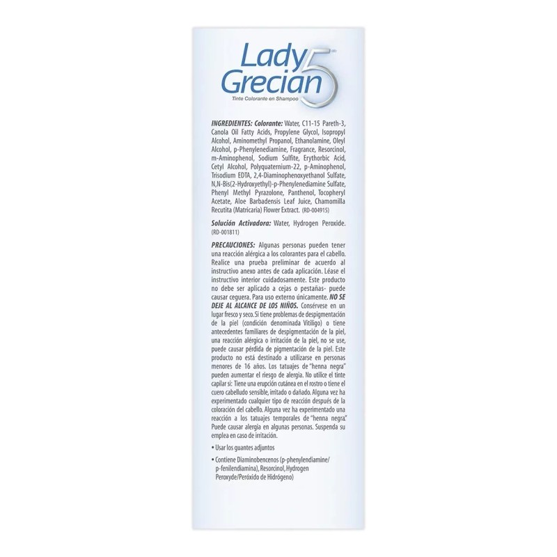 Lady Grecian Tinte Colorante Lady Grecian 5, Cabello Maltratado 2-pack