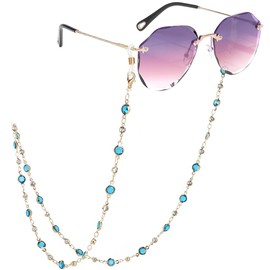 Brillenkette für Damen, Brillenkette Maskenkette, Sonnenbrillenband, Elegante Brillen Halter, Brillenkette Aufhänger Gesichtsmaske Schlüsselband Halskette, Blau