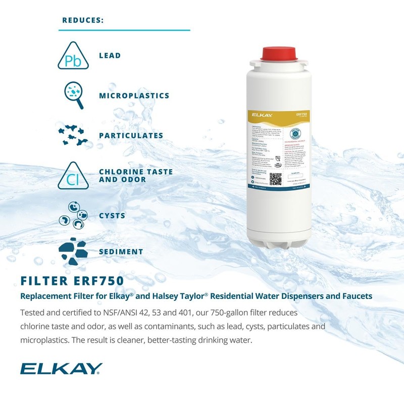Elkay ERF750 WaterSentry Lead + Microplastics NSF/ANSI Certified Residential Filter