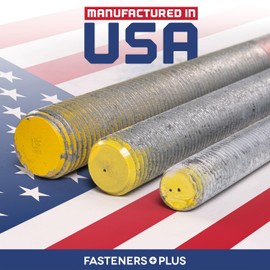 Fasteners Plus Grade 55 Threaded Rod (ASTM F1554), 3/4" Diameter, 10 Thread Size, 36" Length, Right Hand Threads Designed for Structural Anchoring, Hot Dip Galvanized - Made in USA