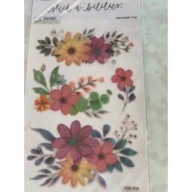 THE PAPER STUDIO STICKERS STICKABILITIES 3D MULTI-COLOR FLOWERS ‘REMOVABLE’