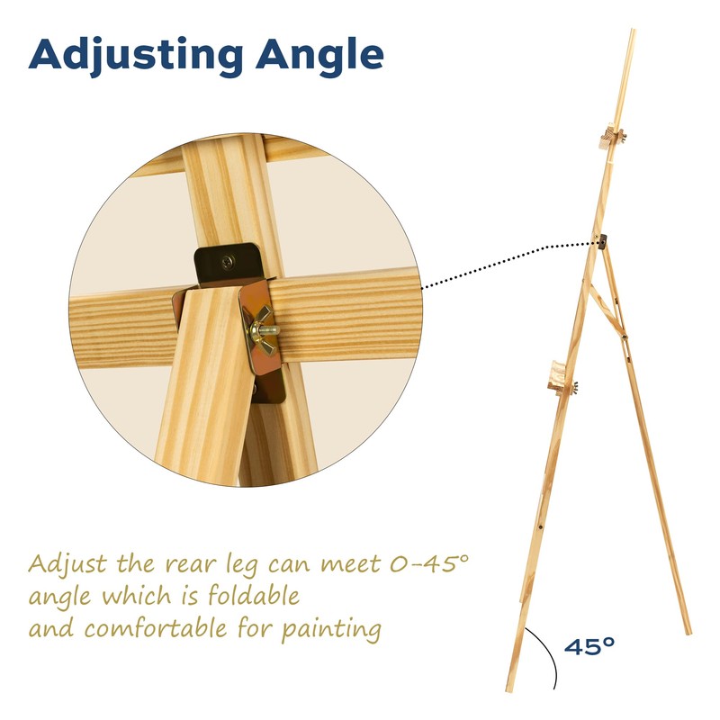 Wooden Easel Stand for Painting, 45" Adjustable Height Folding Art