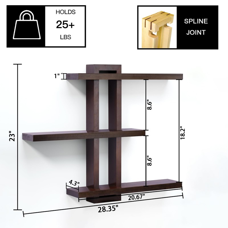 yaqew Variable Floating Shelves Wood Set of 3, Cube Wall