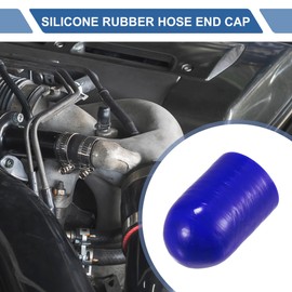 X AUTOHAUX 1 Pcs 30mm Length 22mm/0.87" ID Blue Red Car Silicone Rubber Hose End Cap with Clamps Silicone Reinforced Blanking Cap for Bypass Tube Universal