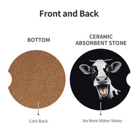 Neukim 2pcs Car Cup Holder Coaster Car Coaster Funny Cow Absorbent Car Coaster Absorbent Drink Coaster for Car Decor Auto Accessories