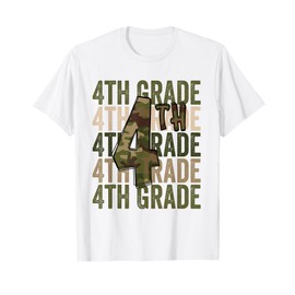 Camo Team 4th Grade Squad Back To School Teacher Kids Boys T-Shirt