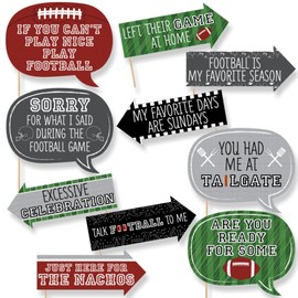 Funny End Zone - Football - Tailgating Party Photo Booth Props Kit - 10 Piece