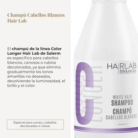 SALERM - Shampoo for white and bleached hair - White hair shampoo - 300 ml - Removes yellow tones - Brings shine to grey hair and blonde hair - Paraben-free