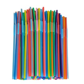200PCS Flexible Plastic Straws, Colorful Disposable Bendy Party Fancy Straws12.8inch Extra Long Straws Party Decorations