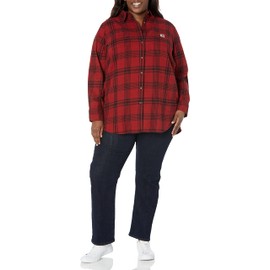 Rugged Flex® Relaxed Fit Midweight Flannel Long-Sleeve Plaid Tunic Chili Pepper
