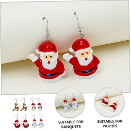 SHOWERORO 4pairs Christmas Earrings Festive Design for Women Cute Cartoon Reindeer and Snowman Ear Jewelry for Xmas Parties and Holiday Celebrations
