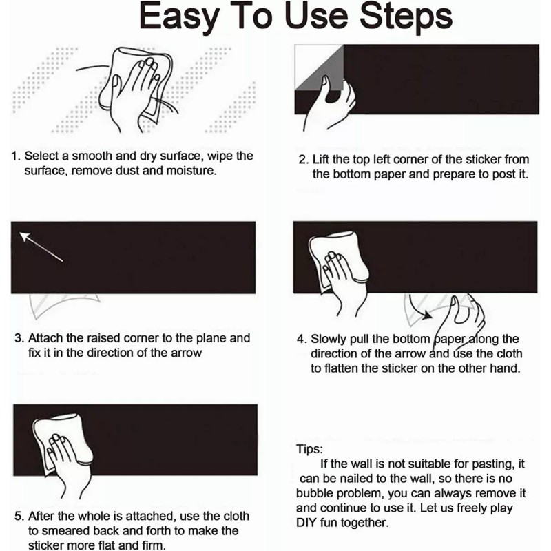 Ugaaiya Pizarron Vinil Blanco O Negro Adherible 200x45cm Lavable