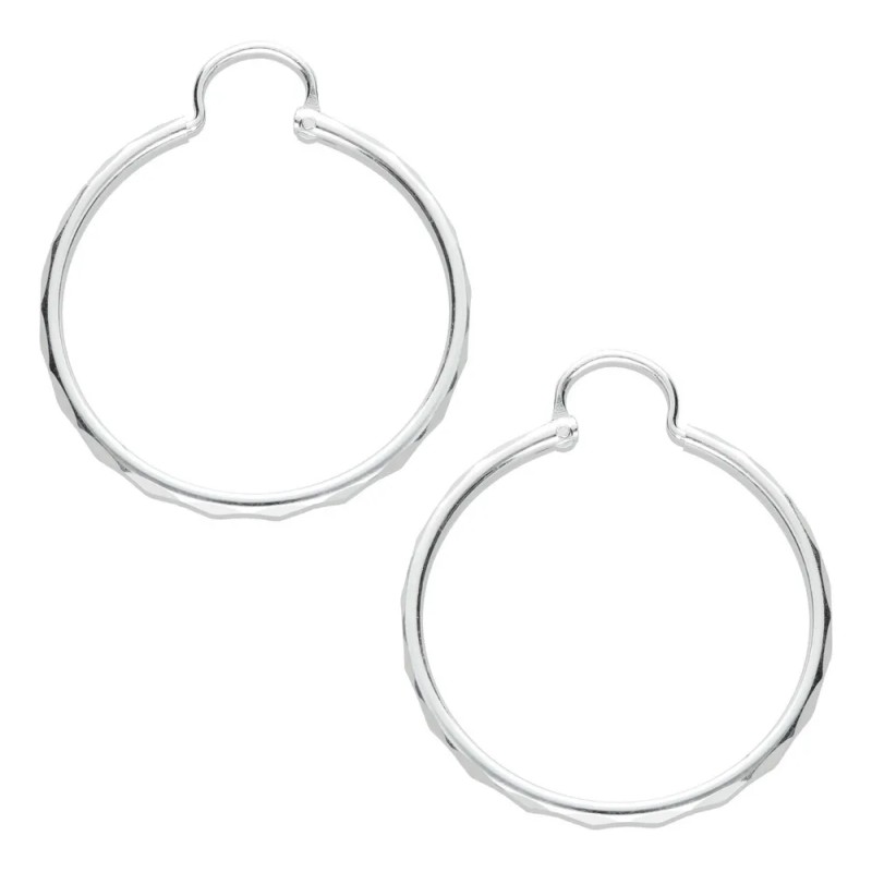 Arracada Facetada Plata .925 Tam 6 - 29 Mm Diámetro