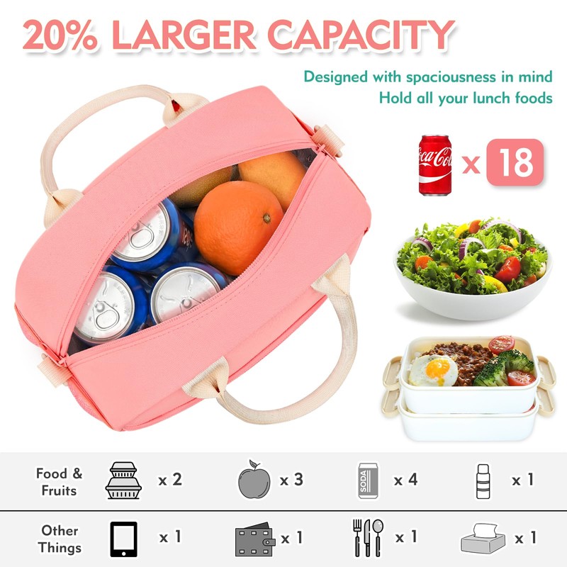 Lunch Bag for Women, Large Insulated Lunch Bag with Chenille