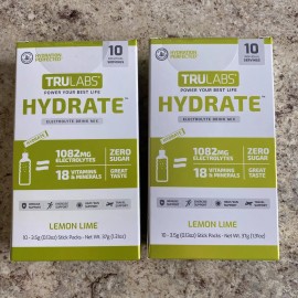 TruLabs Hydrate Hydration Electrolyte Powdered Drink Lemon Lime 20 Servings 3/26