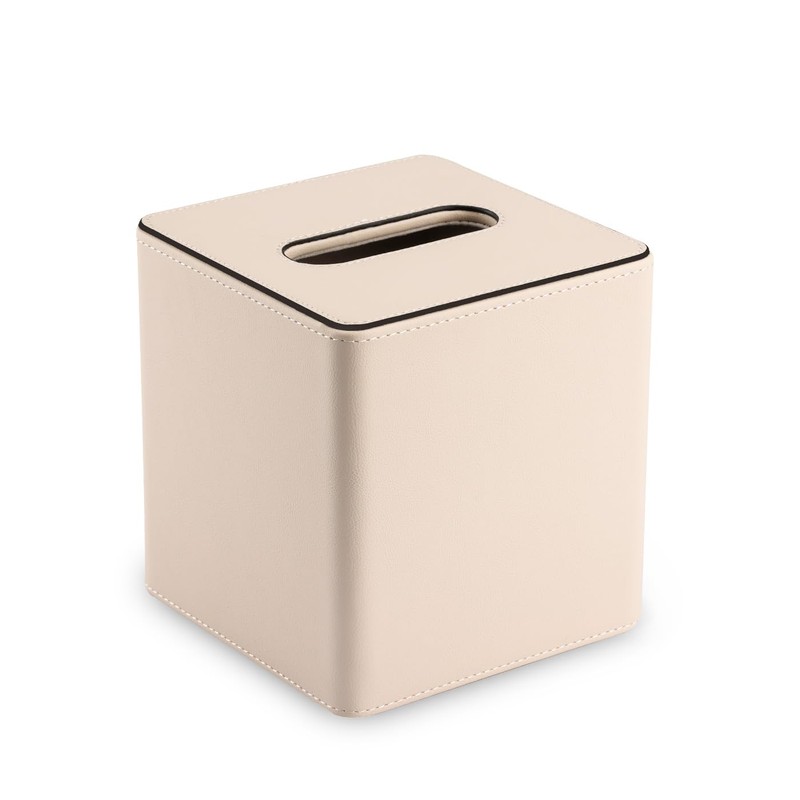 KINGFOM Leather Tissue Box Cover – Square Modern PU Leather