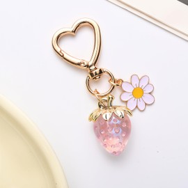 Qubusm 2Pcs Strawberry Keychain, Cherry Keyring Cute Bag Charms Purse Charms for Handbags Women Girls Accessories Decor for Purse backpack