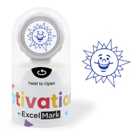 ExcelMark Teacher Stamps for Classroom – Choose from 5 Colors (Happy Sun)